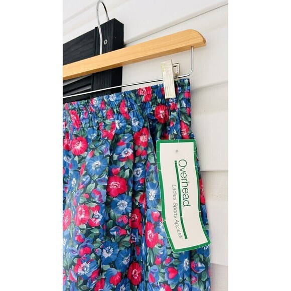 VTG 90s Womens Pull On Elastic Bright Pansy Floral Tapered Pant Trouser Sz Sm - Picture 4 of 5